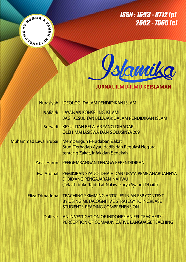 					View Vol. 13 No. 2 (2013):  Islamika : Jurnal Ilmu-ilmu Keislaman
				