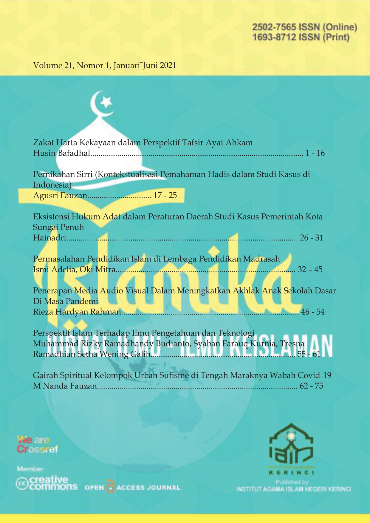					View Vol. 21 No. 01 (2021): Islamika: Jurnal Ilmu-ilmu Keislaman 
				